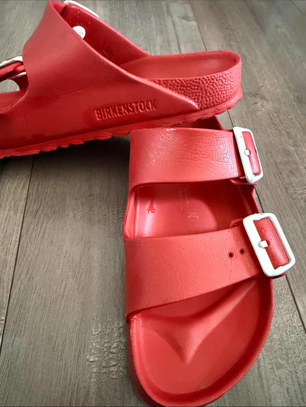 Birkenstock Red Two-Strap EVA Sandals with Buckles